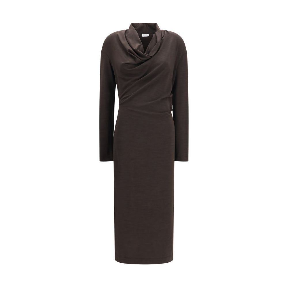 Brunello Cucinelli Braunes Wollkleid Oves Aries Casual