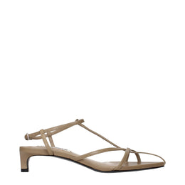 Jil Sander Beige Leder Pantoletten