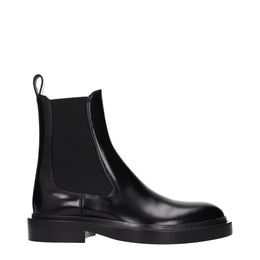 Jil Sander Schwarze Leder-Stiefeletten