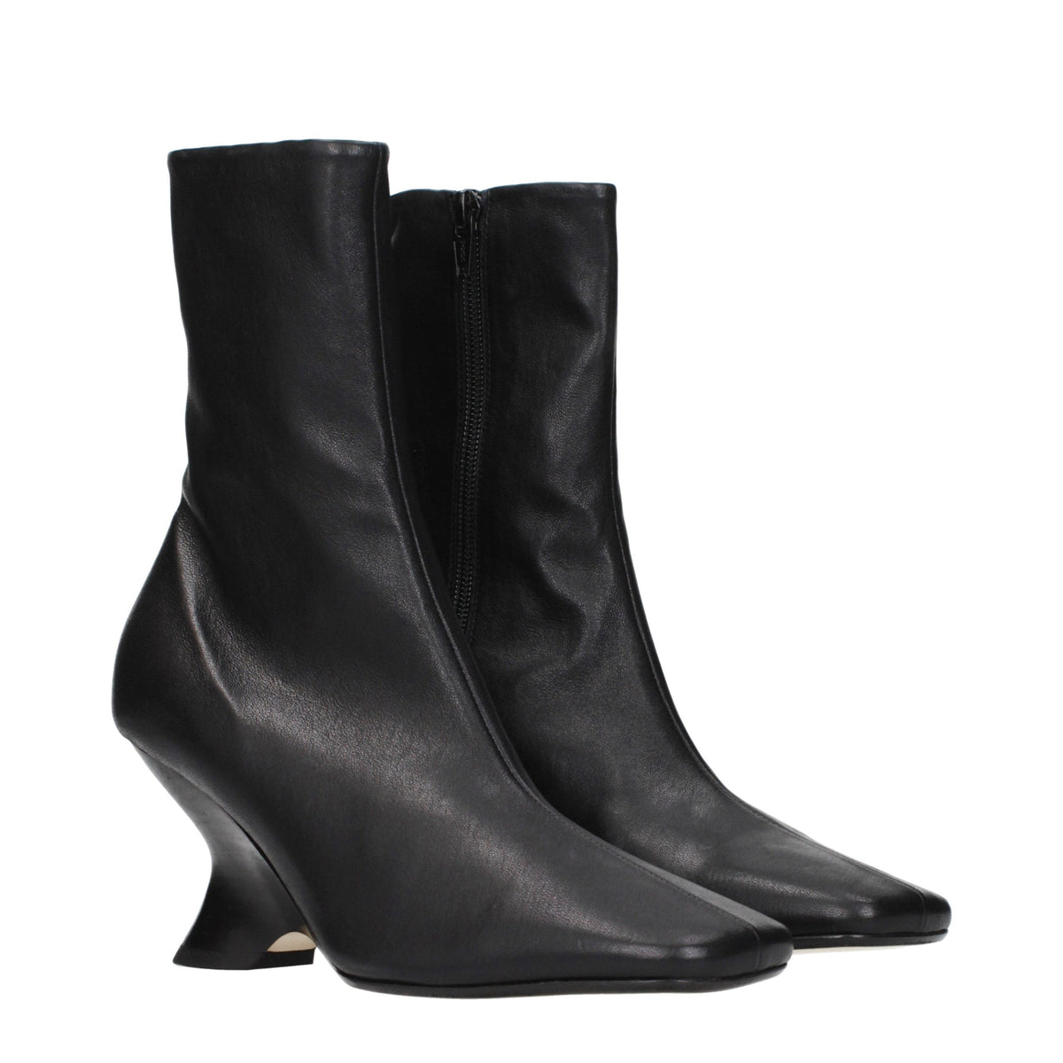 Dries Van Noten Schwarze Leder-Stiefeletten