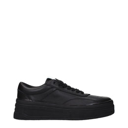 Jil Sander Schwarze Leder Plateau-Sneaker
