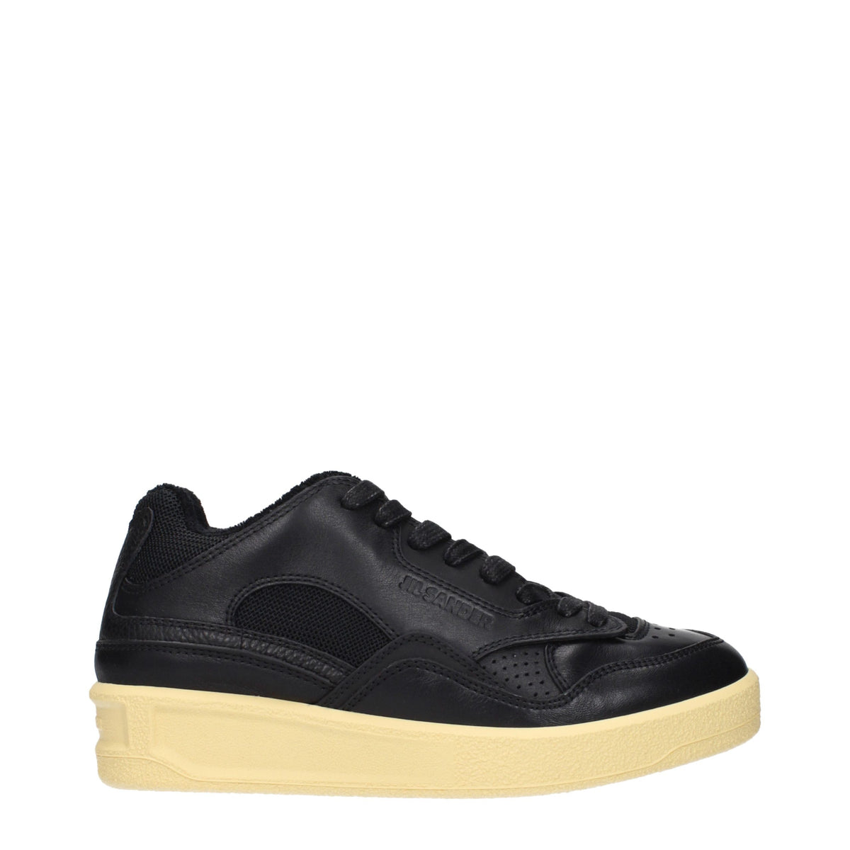 Jil Sander Schwarze Leder Low-Top-Sneaker