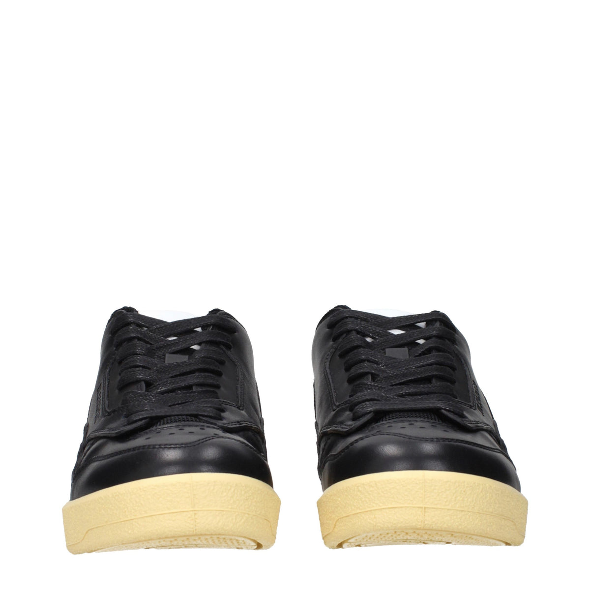 Jil Sander Schwarze Leder Low-Top-Sneaker