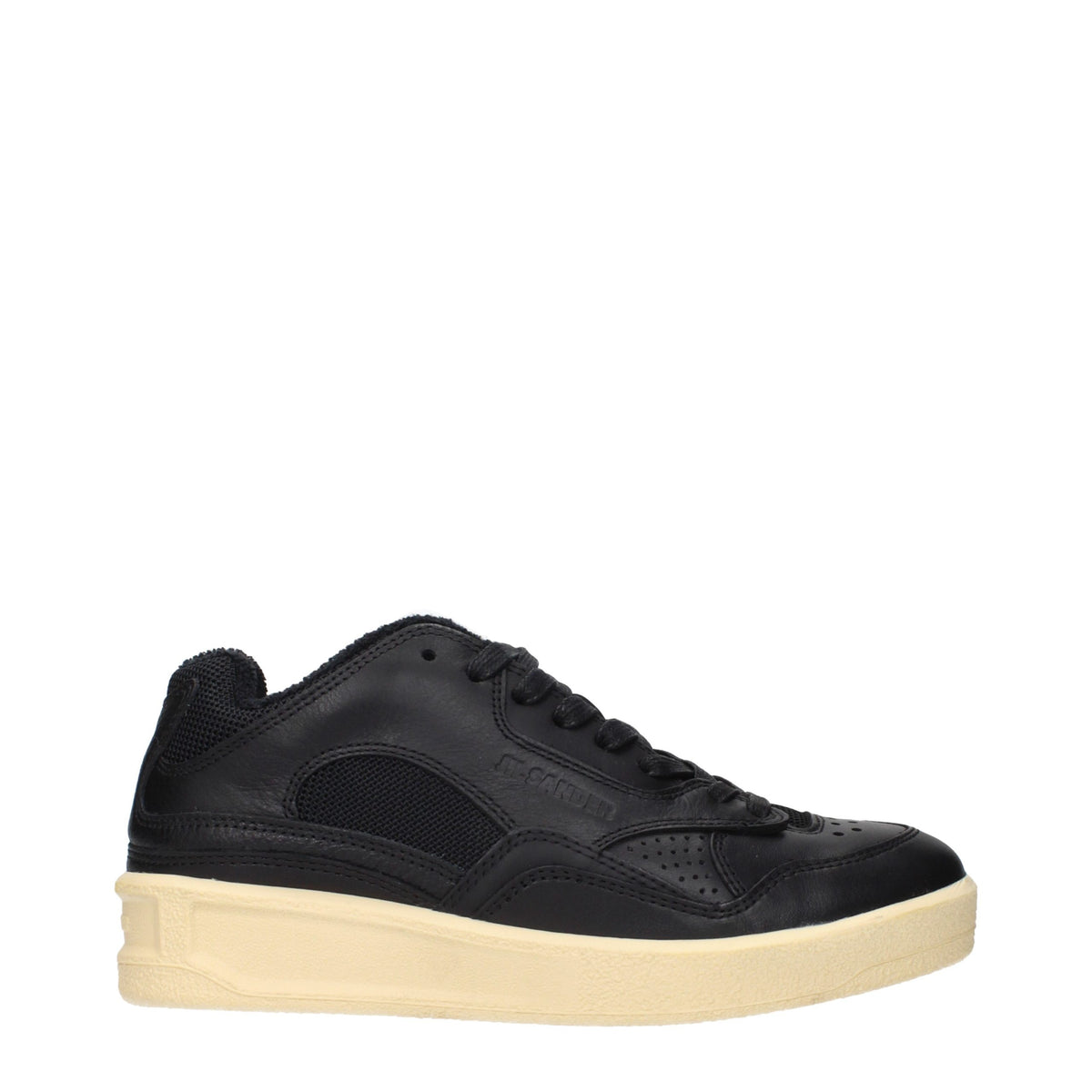 Jil Sander Schwarze Leder Low-Top-Sneaker
