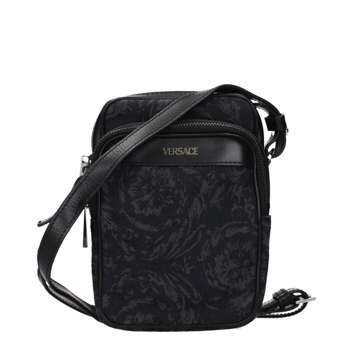 Versace Schwarze Umhängetasche aus Stoff