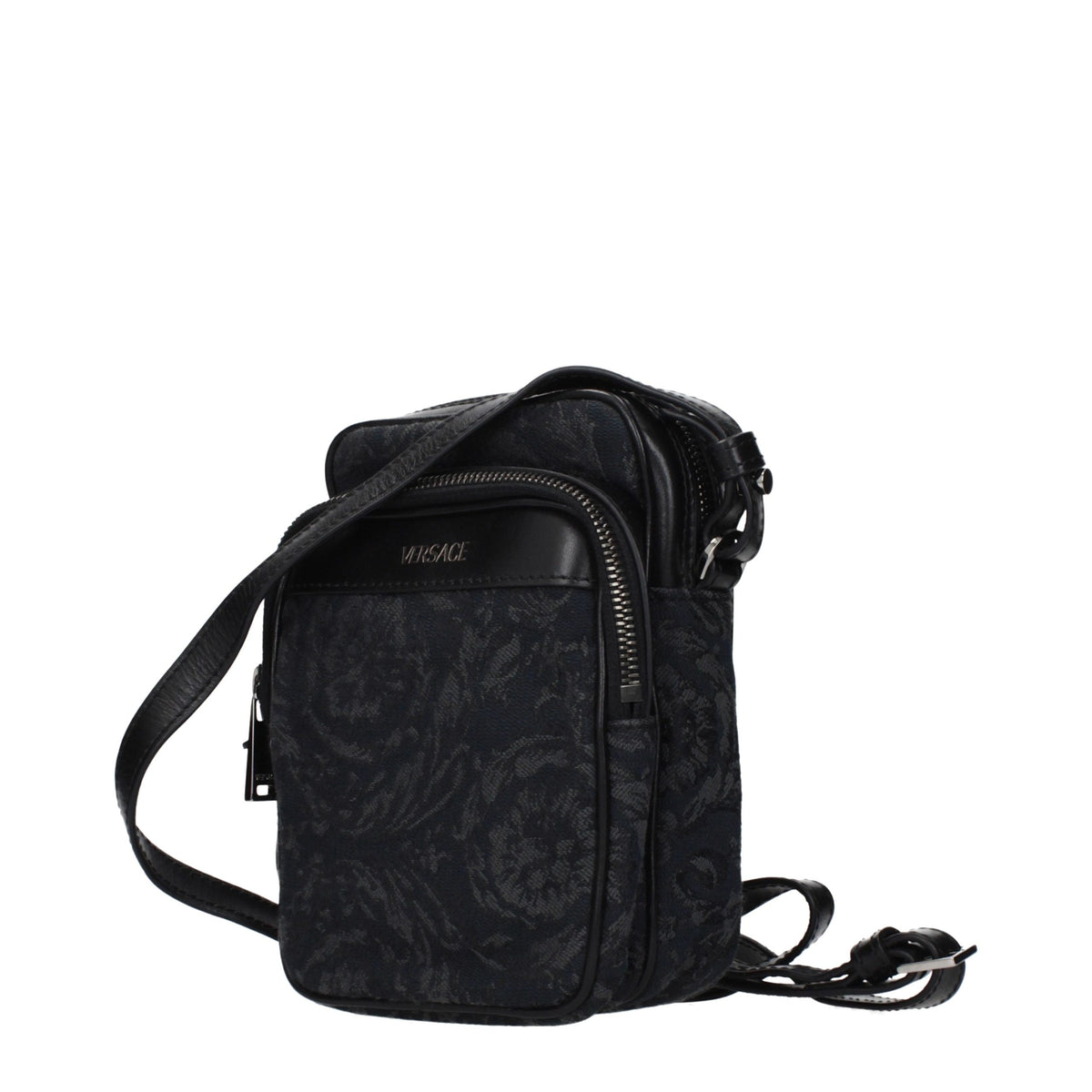 Versace Schwarze Umhängetasche aus Stoff