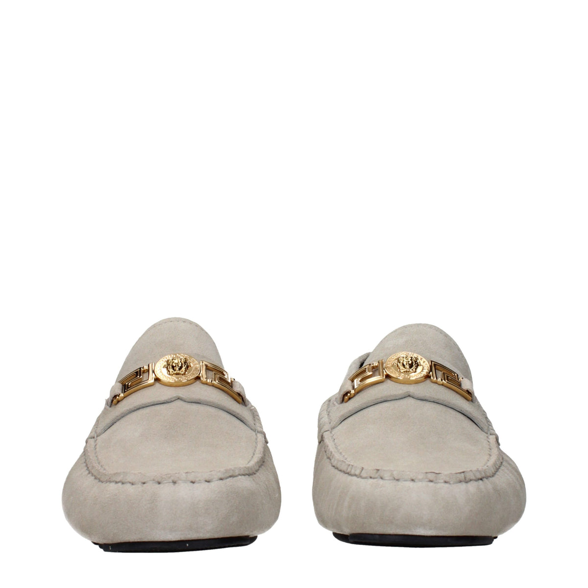 Versace Graue Loafer aus Leder zum Hineinschlüpfen