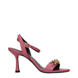 Versace Pinkfarbene Sandalen mit Stilettoabsatz aus Leder