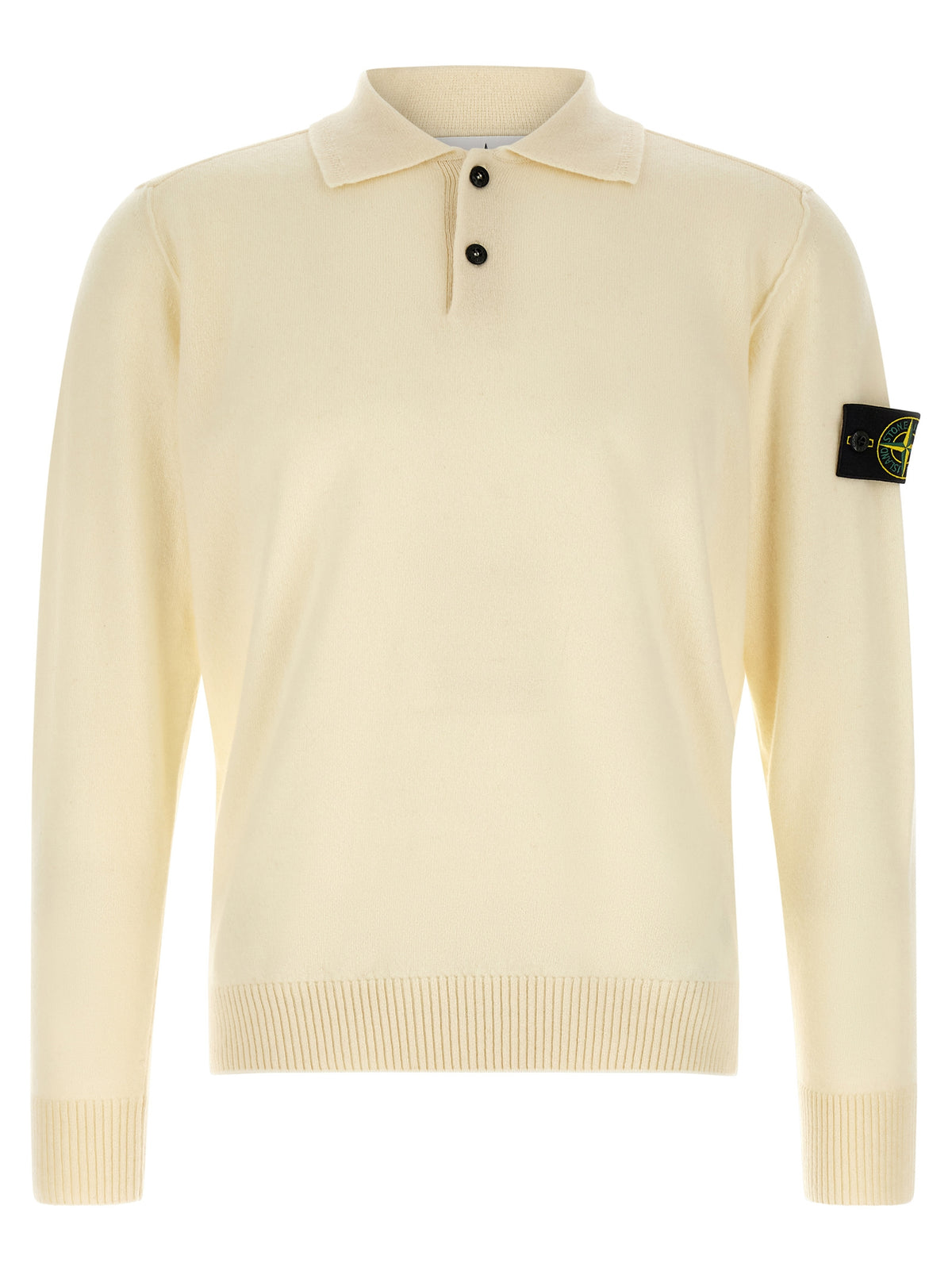 Stone Island Weiße Strickjacke aus reiner Schurwolle