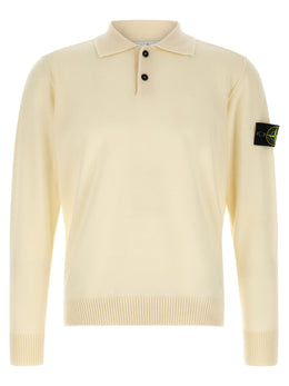 Stone Island Weiße Strickjacke aus reiner Schurwolle