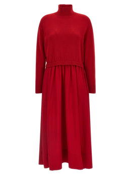 Polo Ralph Lauren Langes Rotes Wollkleid