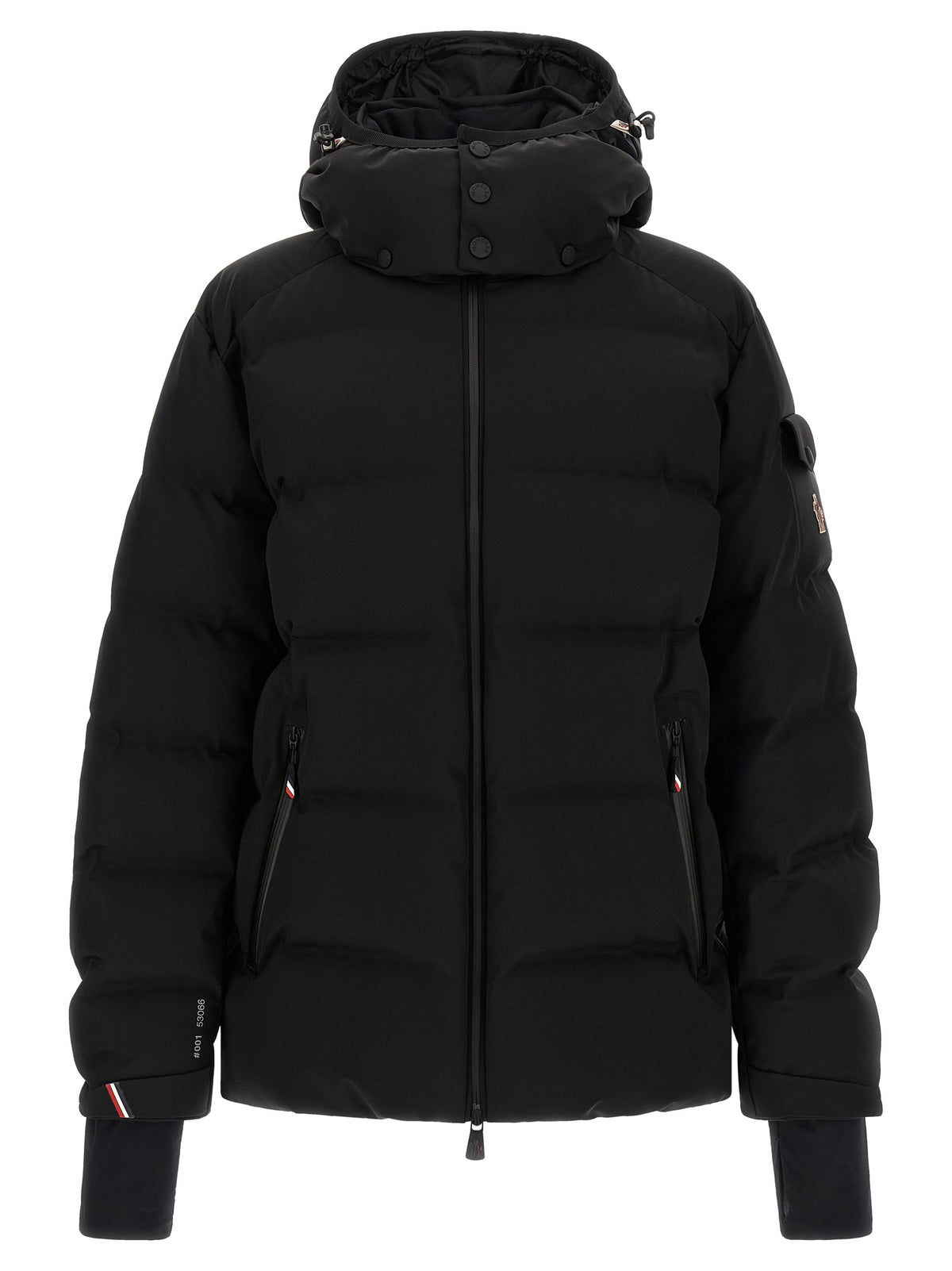 Moncler Grenoble Schwarze Polyamid-Jacke in voller Länge