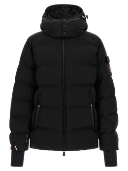 Moncler Grenoble Schwarze Polyamid-Jacke in voller Länge