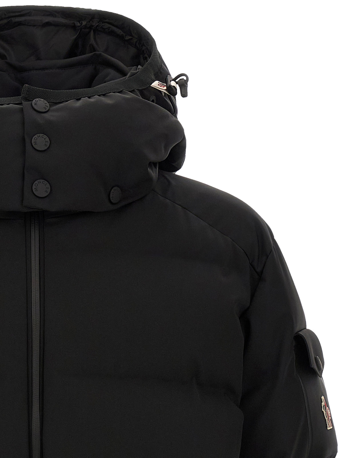 Moncler Grenoble Schwarze Polyamid-Jacke in voller Länge