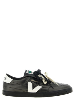 Veja Schwarze Kalbsleder Low-Top-Sneaker