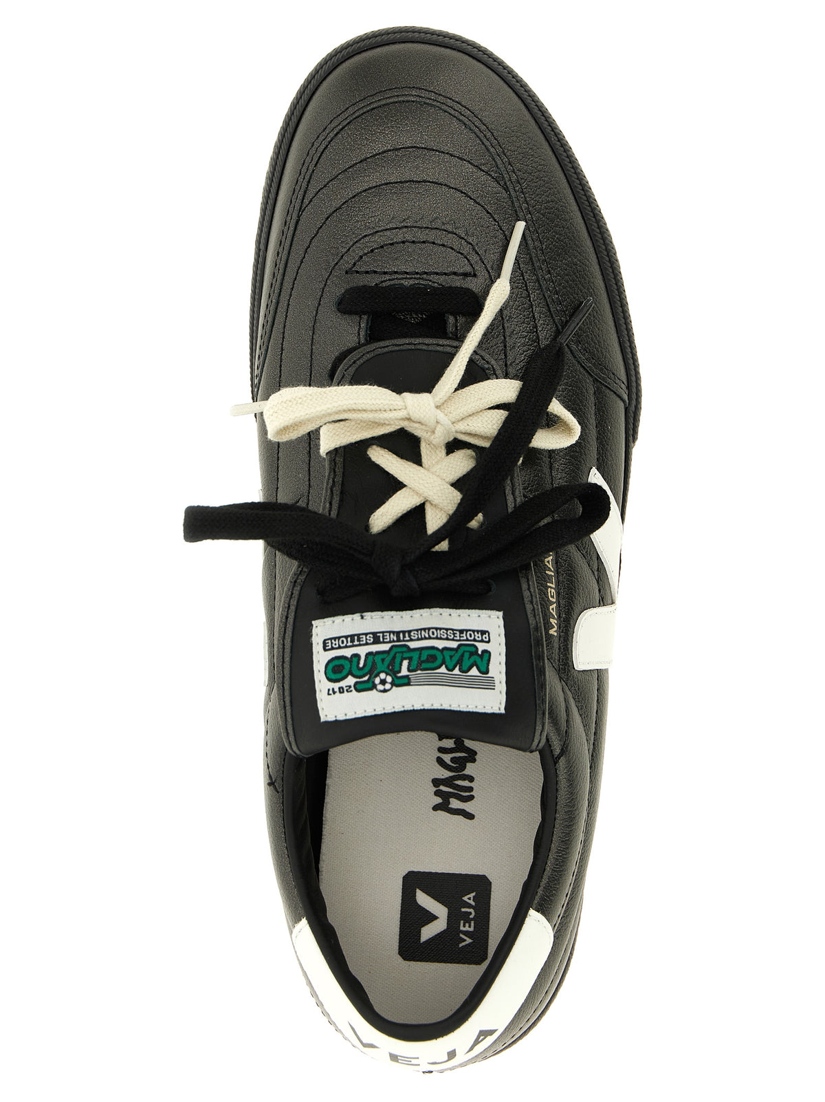 Veja Schwarze Kalbsleder Low-Top-Sneaker