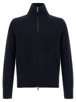 Moncler Blauer Cardigan aus Schurwolle