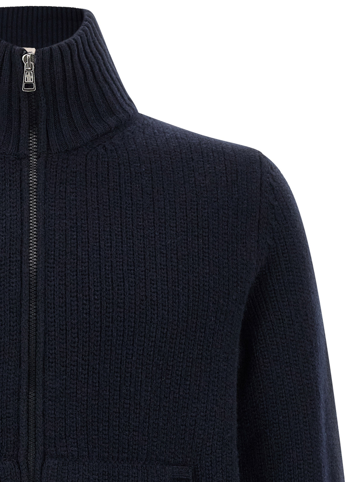 Moncler Blauer Cardigan aus Schurwolle
