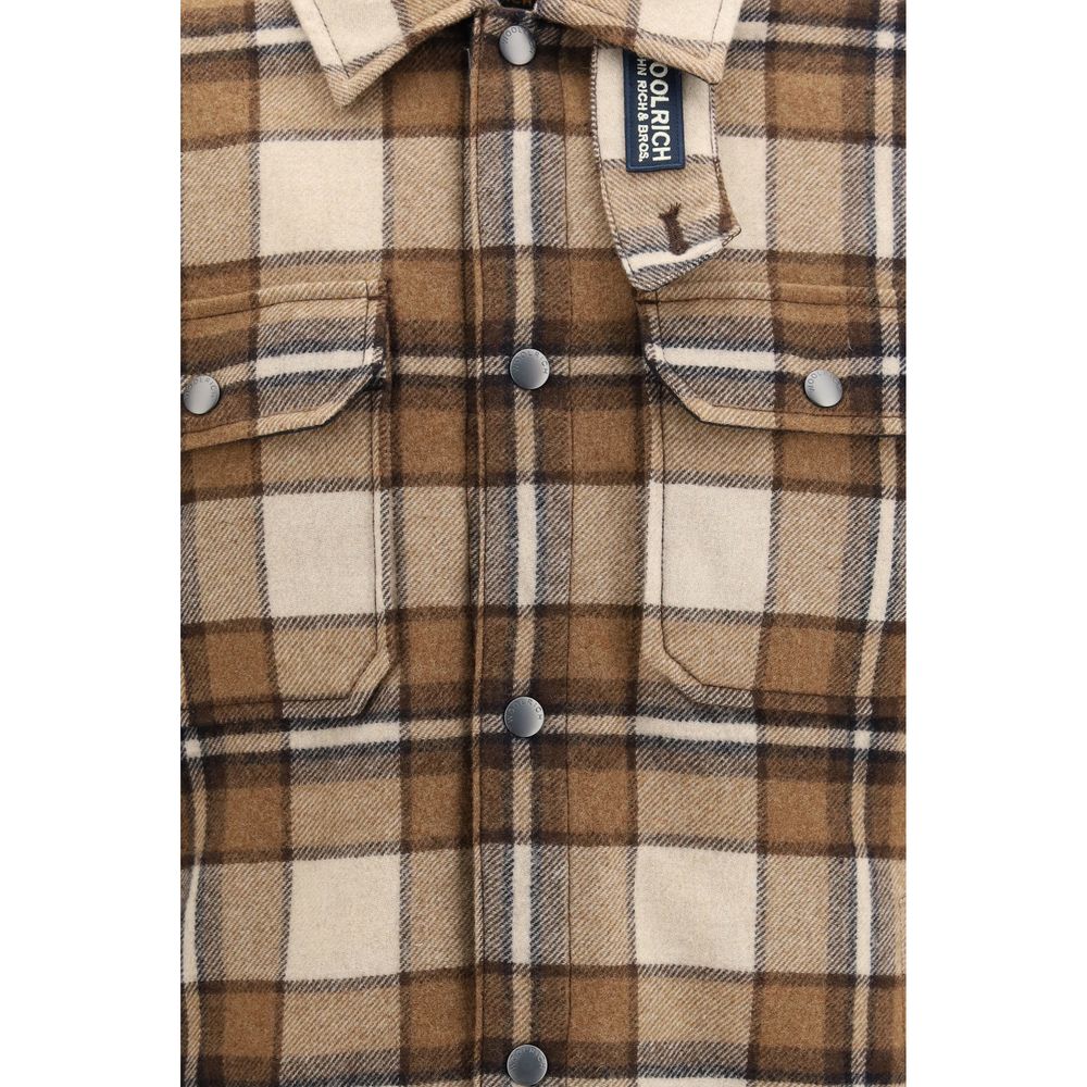 Woolrich Brauner Wollmantel Oves Aries in voller Länge