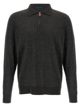 Kiton Graues Woll-Poloshirt