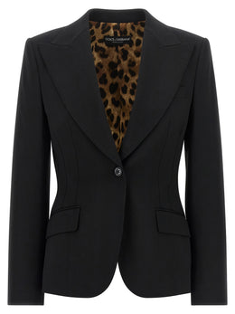 Dolce & Gabbana Schwarzer Blazer aus reiner Schurwolle