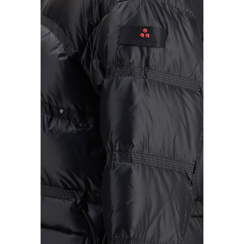 Peuterey Schwarze Polyamid-Jacke in voller Länge
