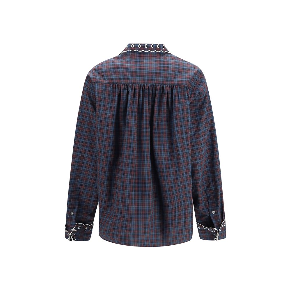 Marni Blaues Baumwollhemd mit Muster