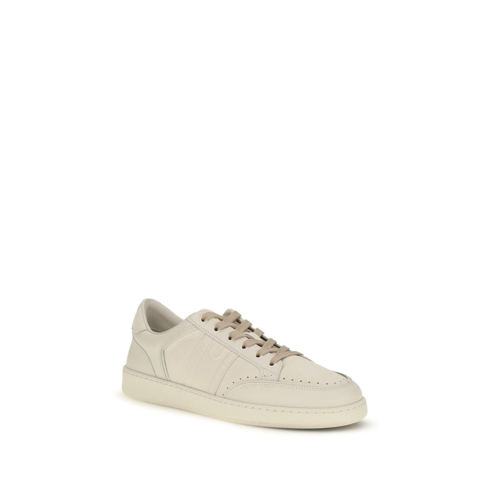 Ferragamo Beige Nubuk-Leder Sneaker mit niedrigem Schaft