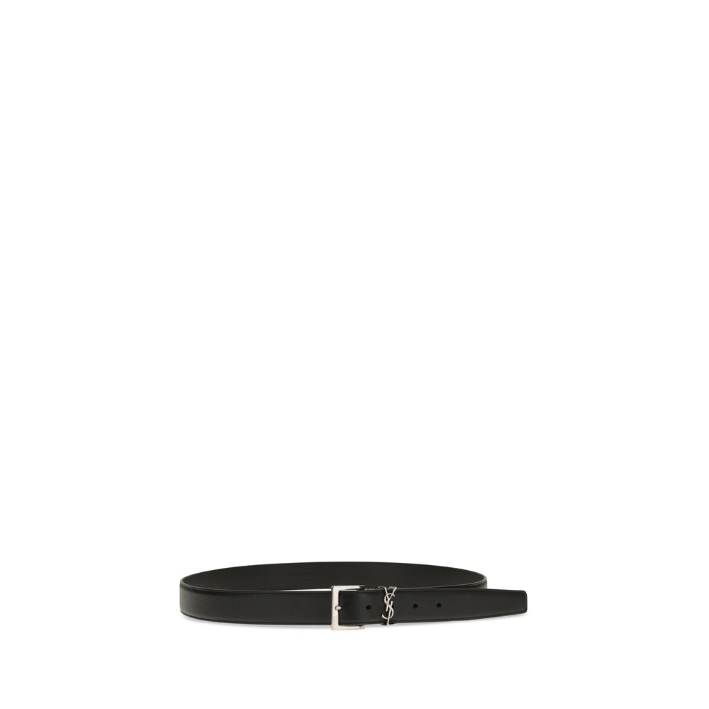 Saint Laurent Schwarzer Kalbsleder Bos Taurus Regular Gürtel