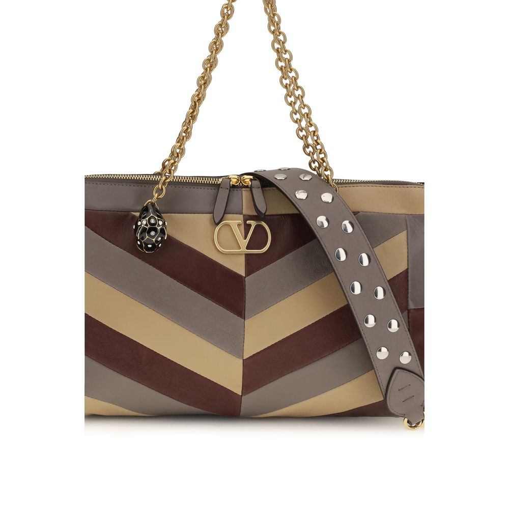 Valentino Garavani Schultertasche aus mehrfarbigem Napa- und Kalbsleder