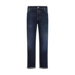 Brunello Cucinelli Blaue Jeans aus Baumwolle im geraden Schnitt