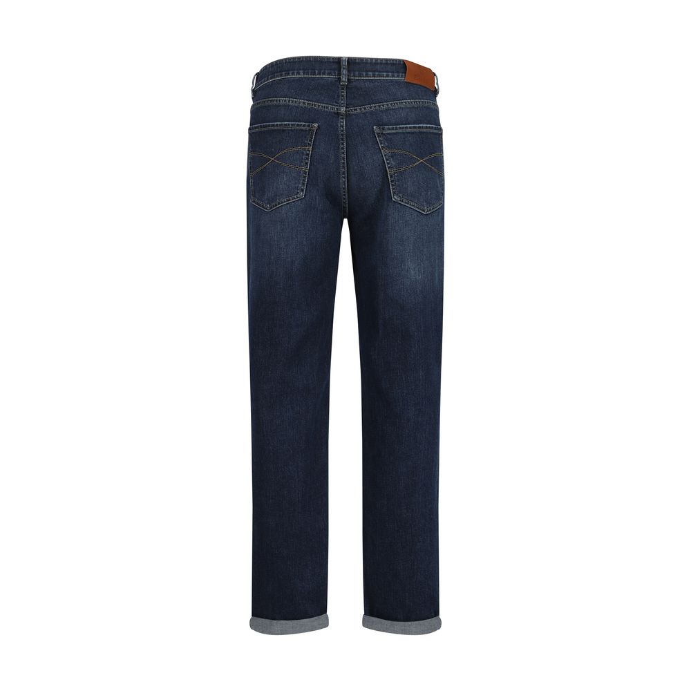 Brunello Cucinelli Blaue Jeans aus Baumwolle im geraden Schnitt