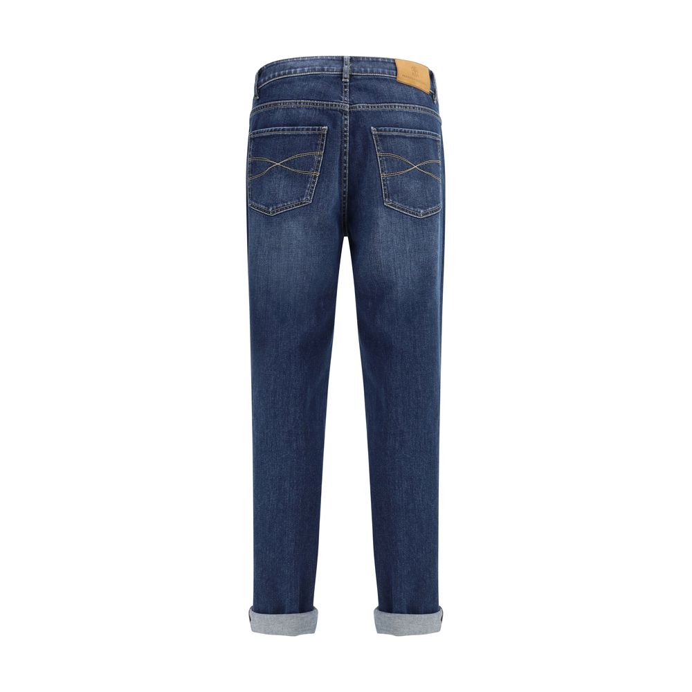 Brunello Cucinelli Blaue Jeans aus Baumwolle im geraden Schnitt