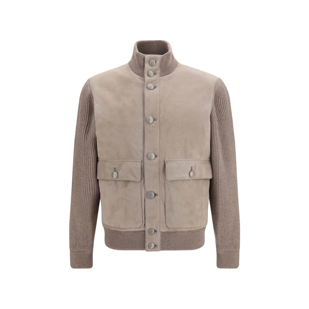 Brunello Cucinelli Beige Kalbsleder Bos Taurus Langjacke