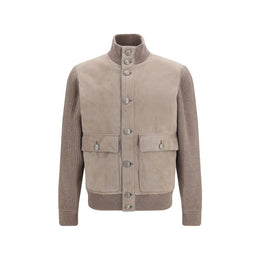 Brunello Cucinelli Beige Kalbsleder Bos Taurus Langjacke