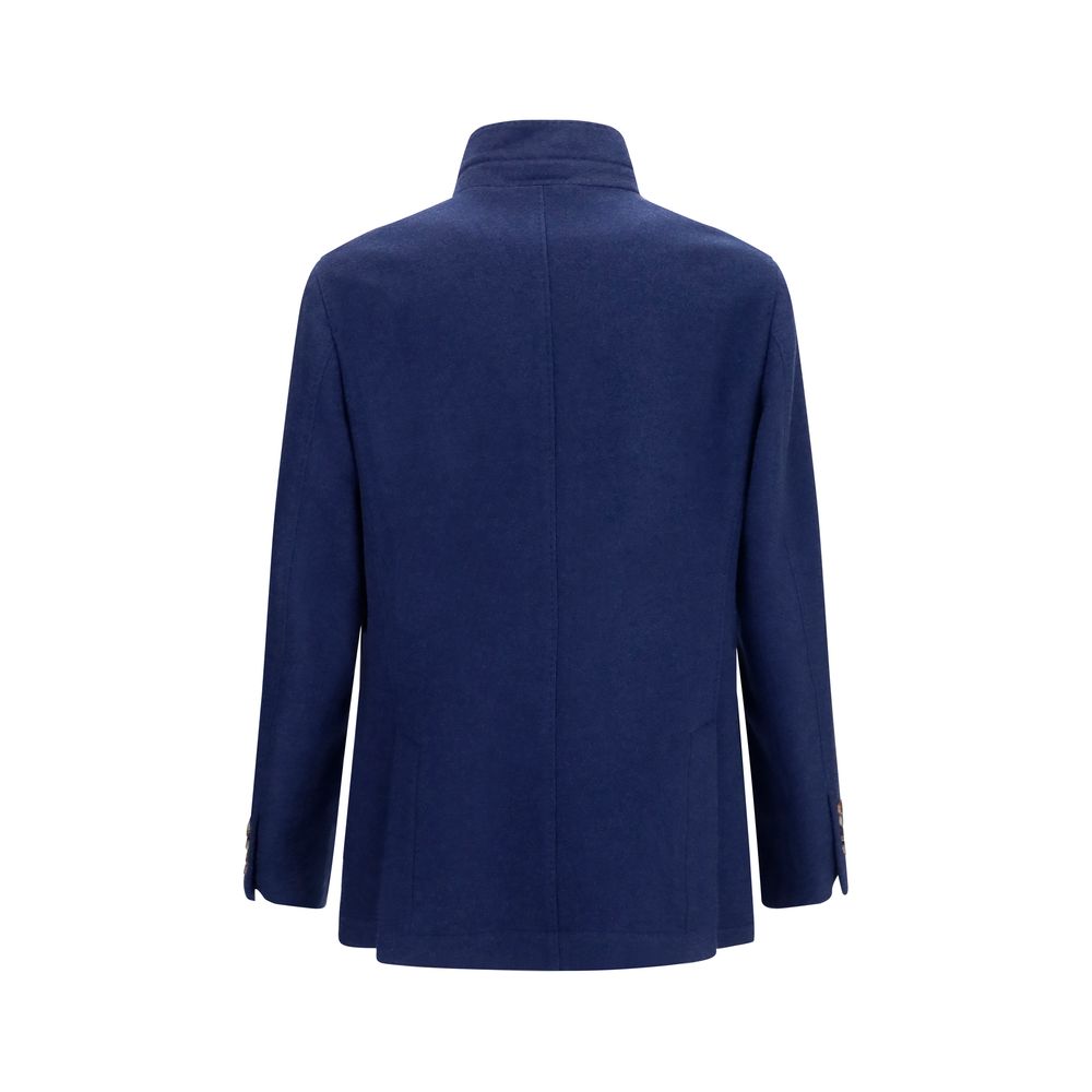 Brunello Cucinelli Blaue Kaschmir-Jacke in voller Länge