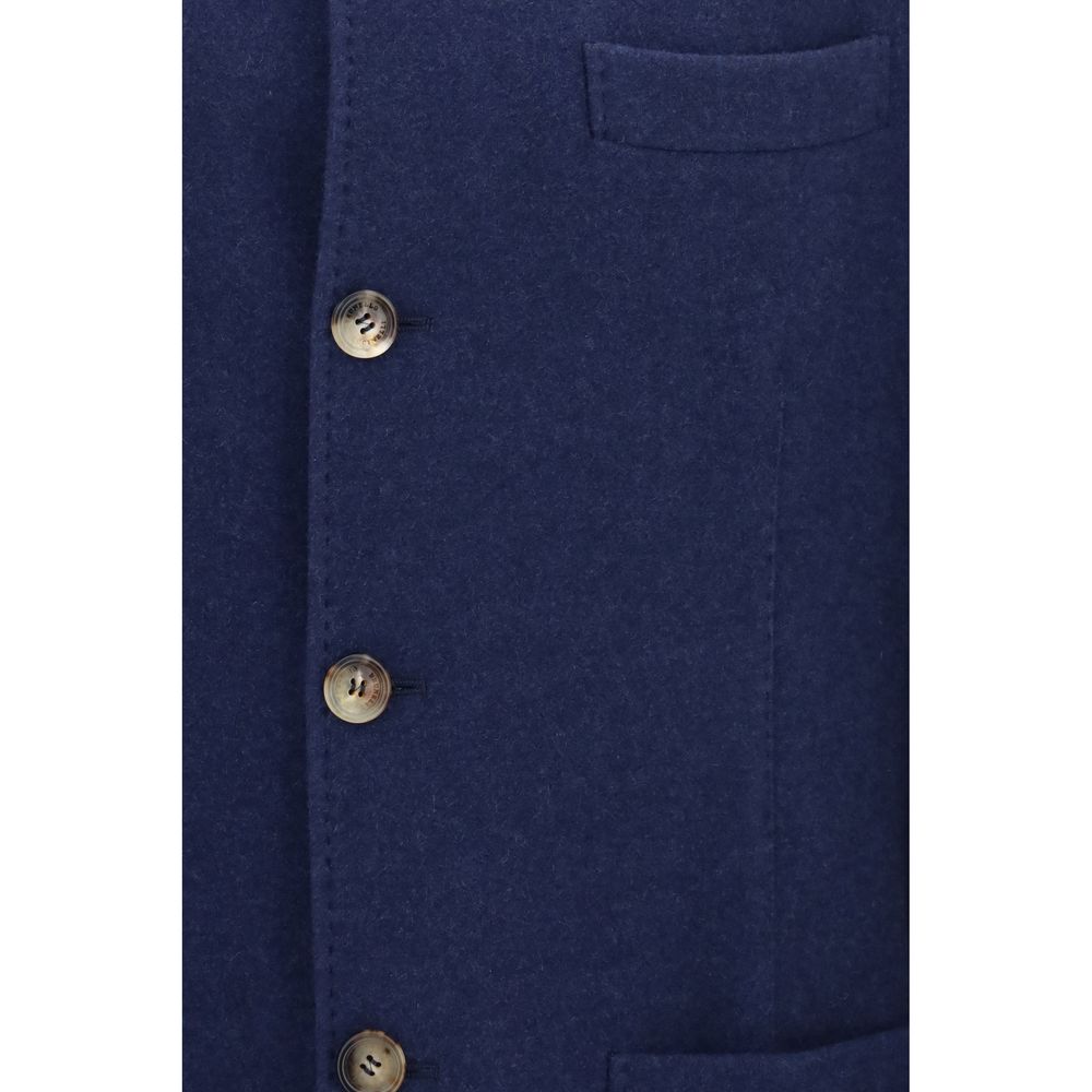 Brunello Cucinelli Blaue Kaschmir-Jacke in voller Länge