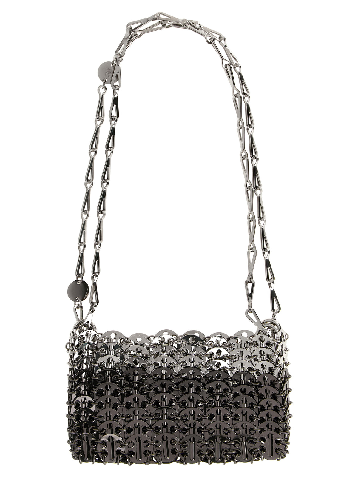 Paco Rabanne Schultertasche aus silbernem Edelstahl