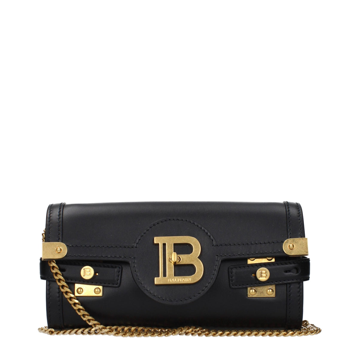 Balmain Schwarze Leder-Clutch