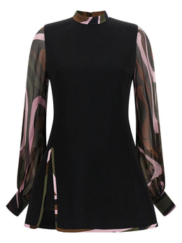 Emilio Pucci Schwarzes Viskose-Kurzkleid