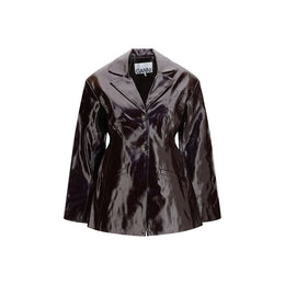 Ganni Bordeaux Jacke aus Polyethylen in voller Länge