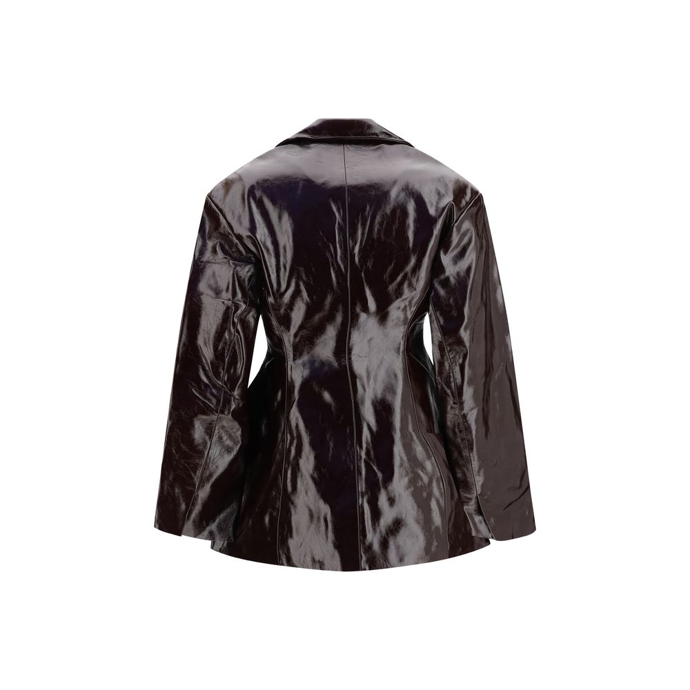 Ganni Bordeaux Jacke aus Polyethylen in voller Länge