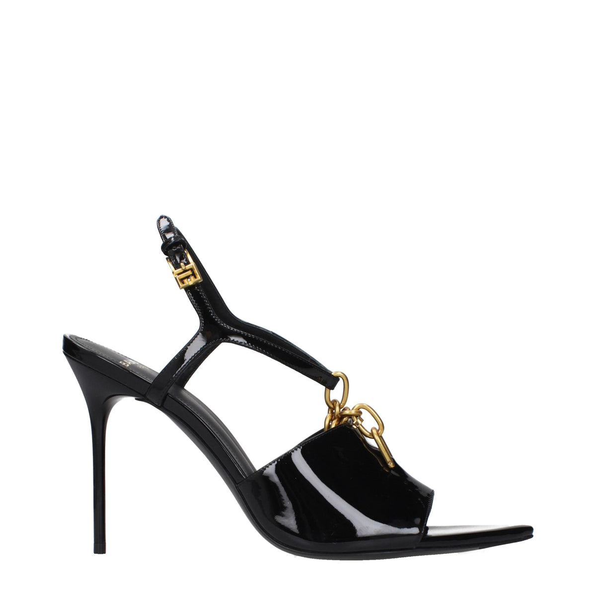 Balmain Schwarze Leder-Stiletto-Sandalen
