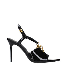Balmain Schwarze Leder-Stiletto-Sandalen