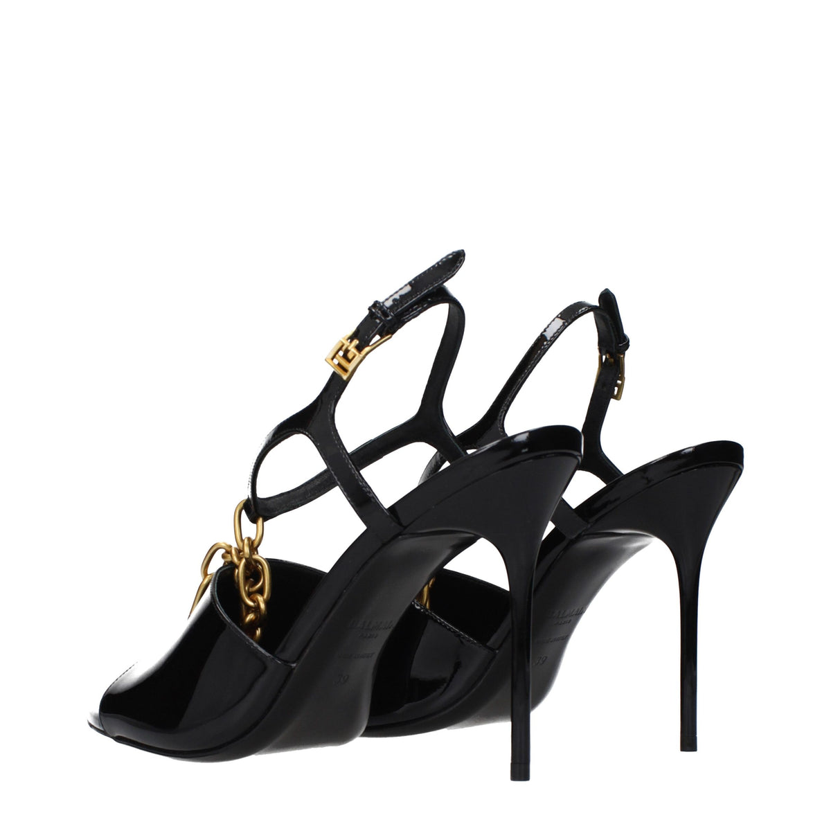 Balmain Schwarze Leder-Stiletto-Sandalen