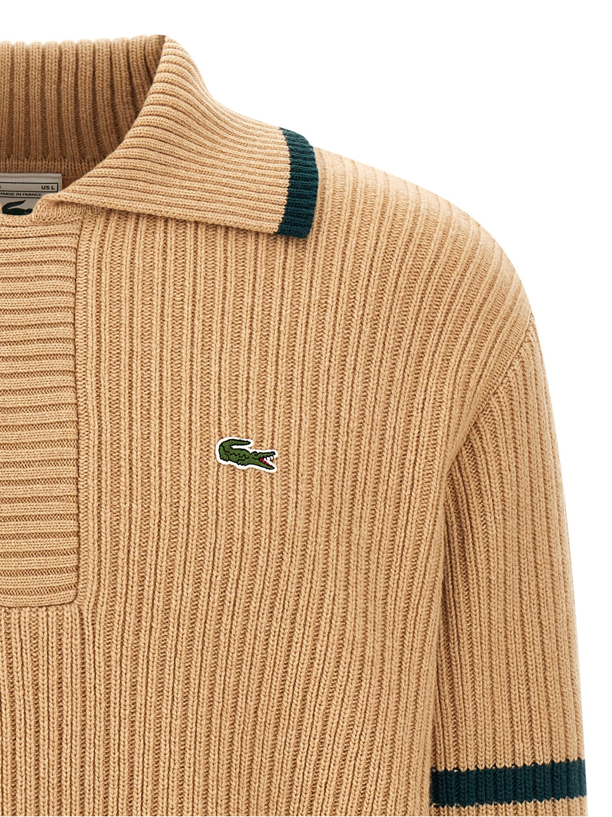 Lacoste Beige Wollstrickjacke