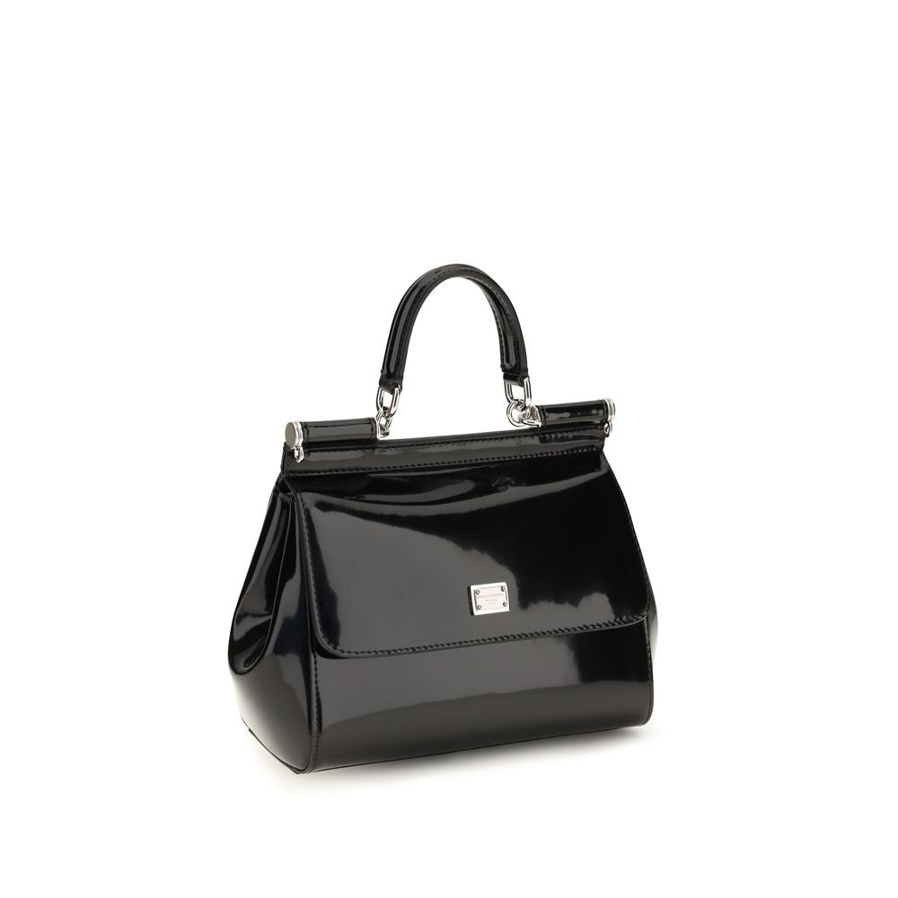 Dolce & Gabbana Schwarze Kalbsleder Bos Taurus Handtasche