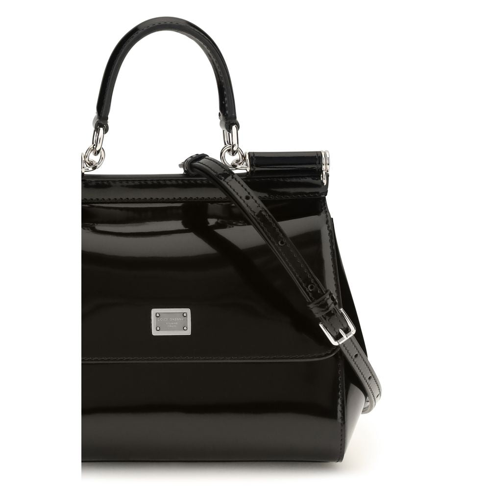Dolce & Gabbana Schwarze Kalbsleder Bos Taurus Handtasche