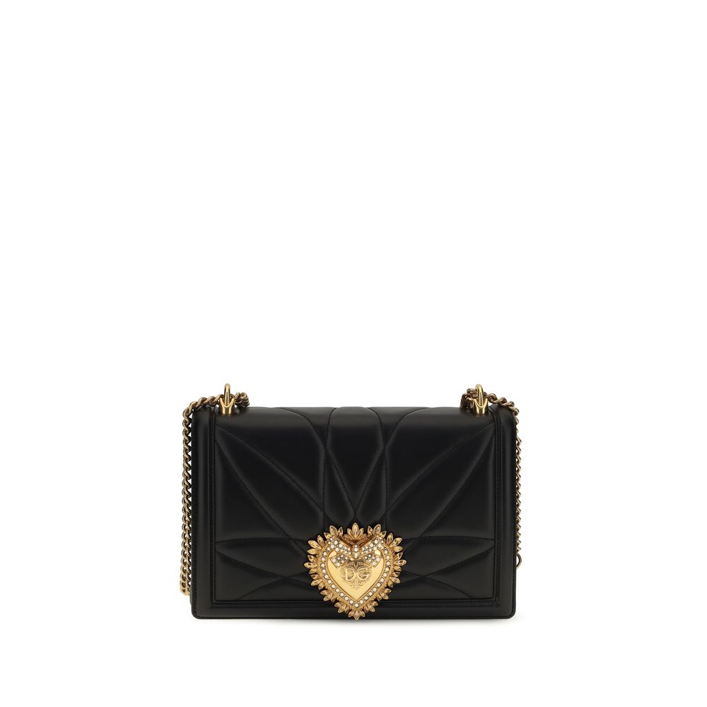 Dolce & Gabbana Schwarze Lammleder Schultertasche Ovis Aries