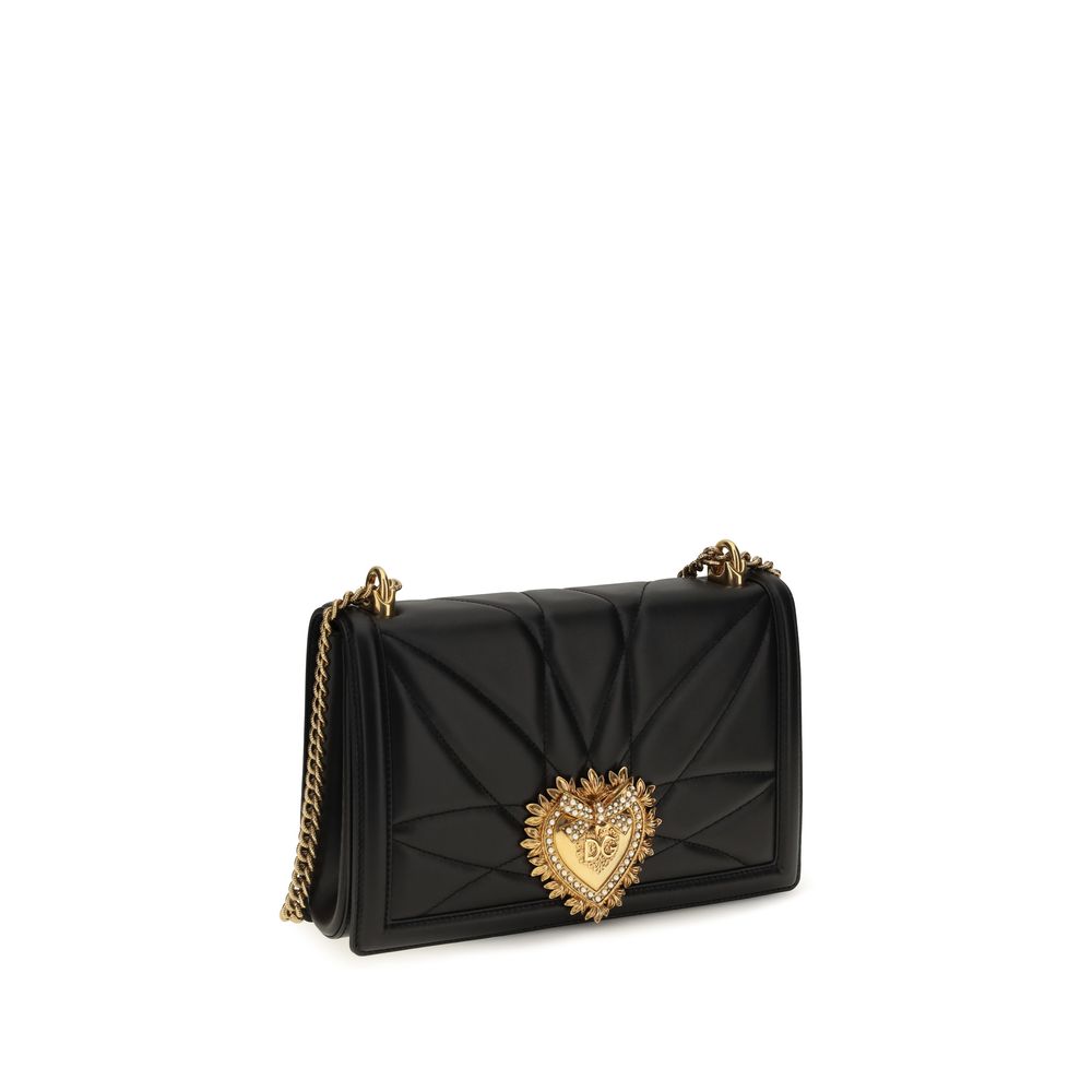 Dolce & Gabbana Schwarze Lammleder Schultertasche Ovis Aries